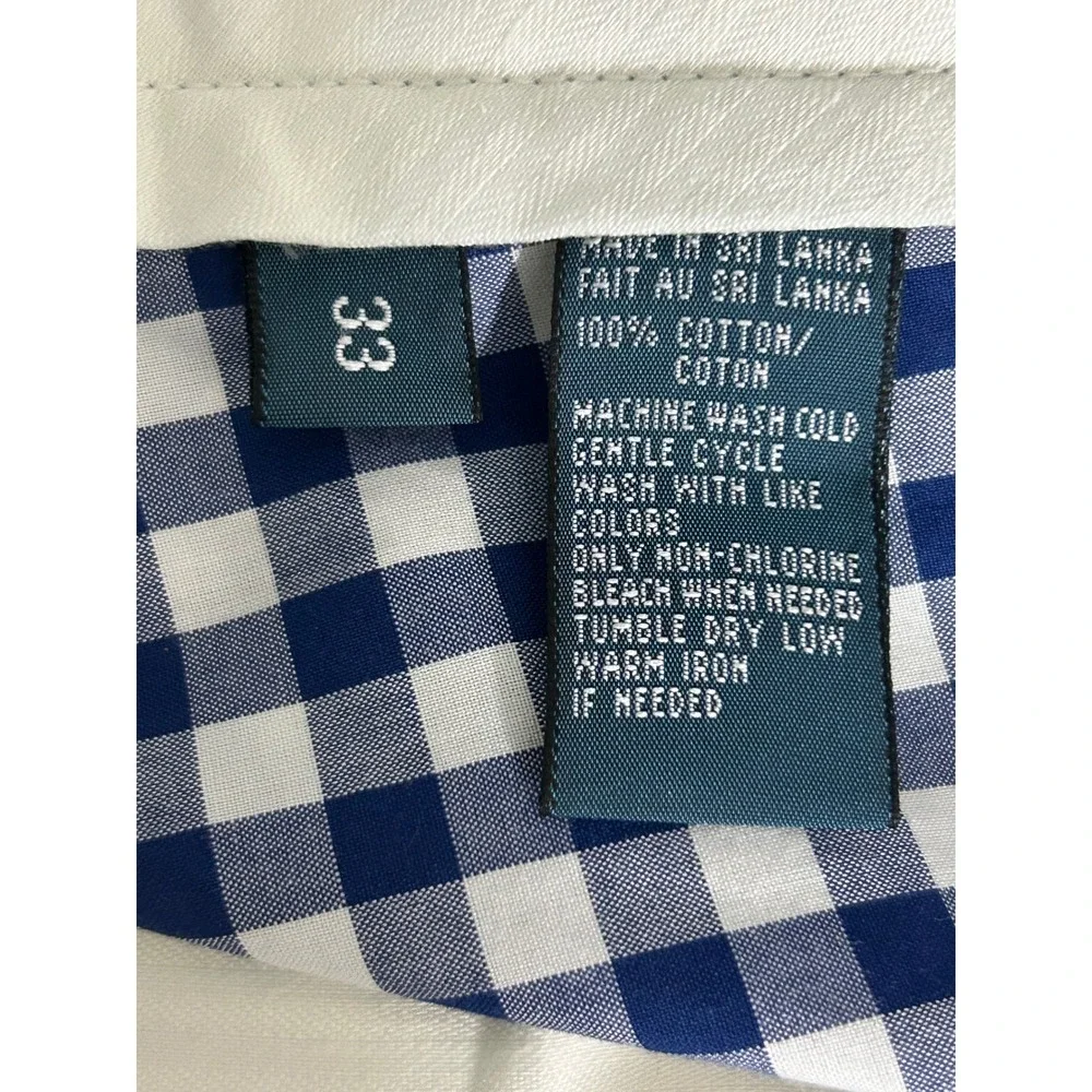 Polo Ralph Lauren Mens Gingham Shorts Navy Blue White Check Cotton Size‎ 33 NEW